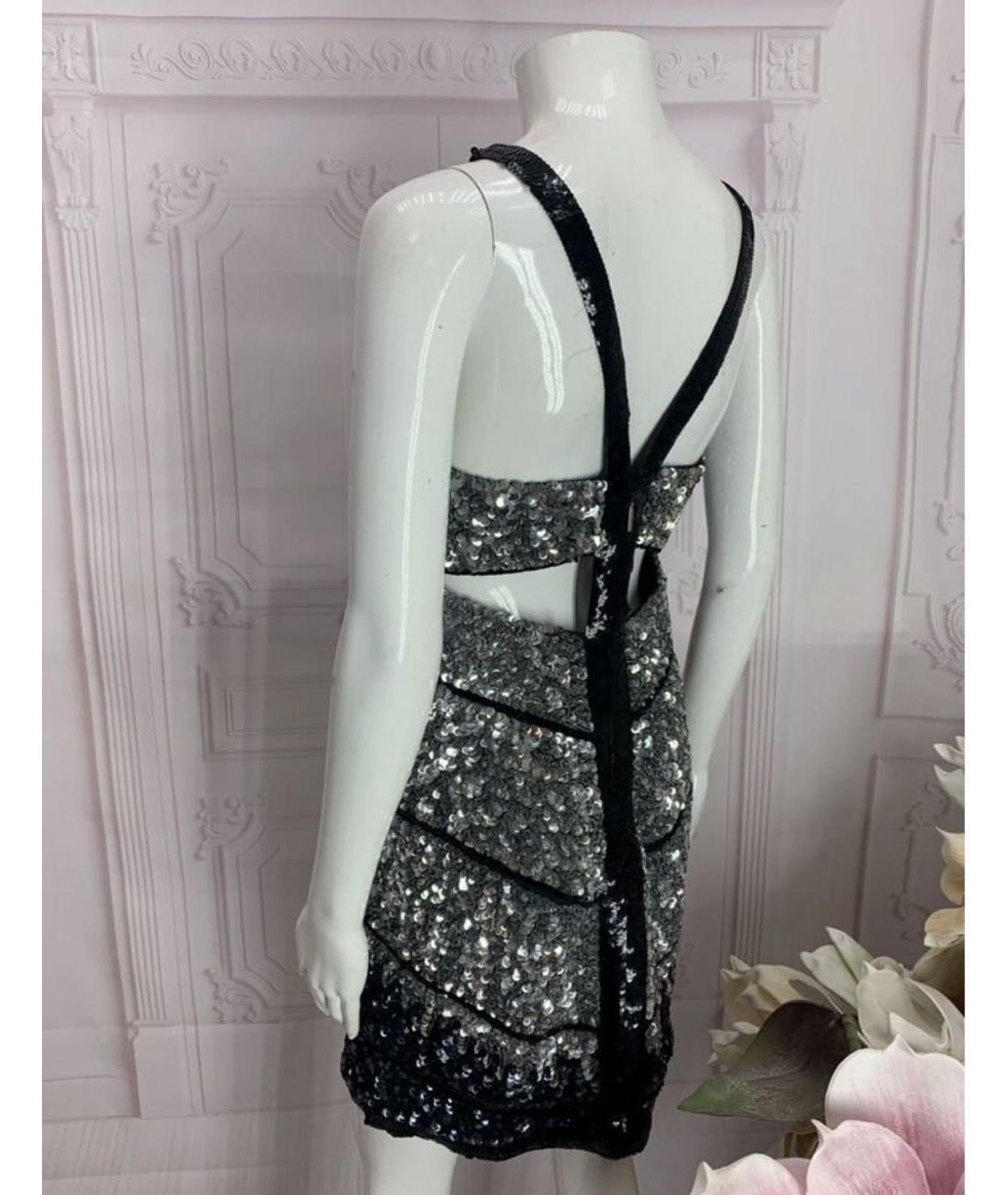 ROBERTO CAVALLI Серебряное шелковое коктейльное платье, фото 6