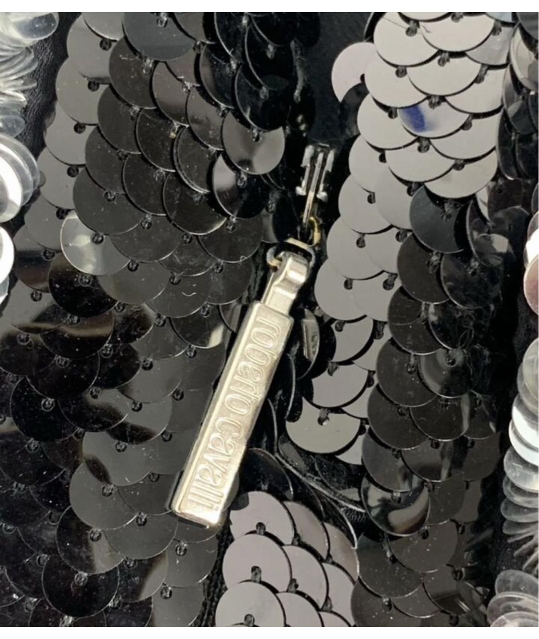 ROBERTO CAVALLI Серебряное шелковое коктейльное платье, фото 4