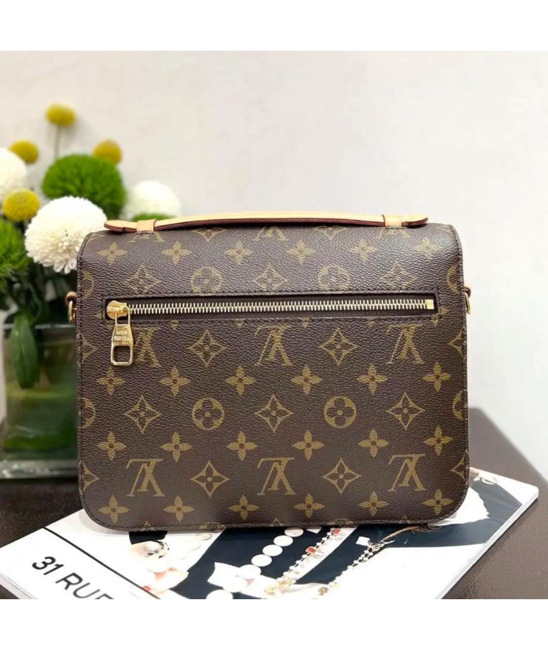 LOUIS VUITTON Коричневая кожаная сумка через плечо, фото 2