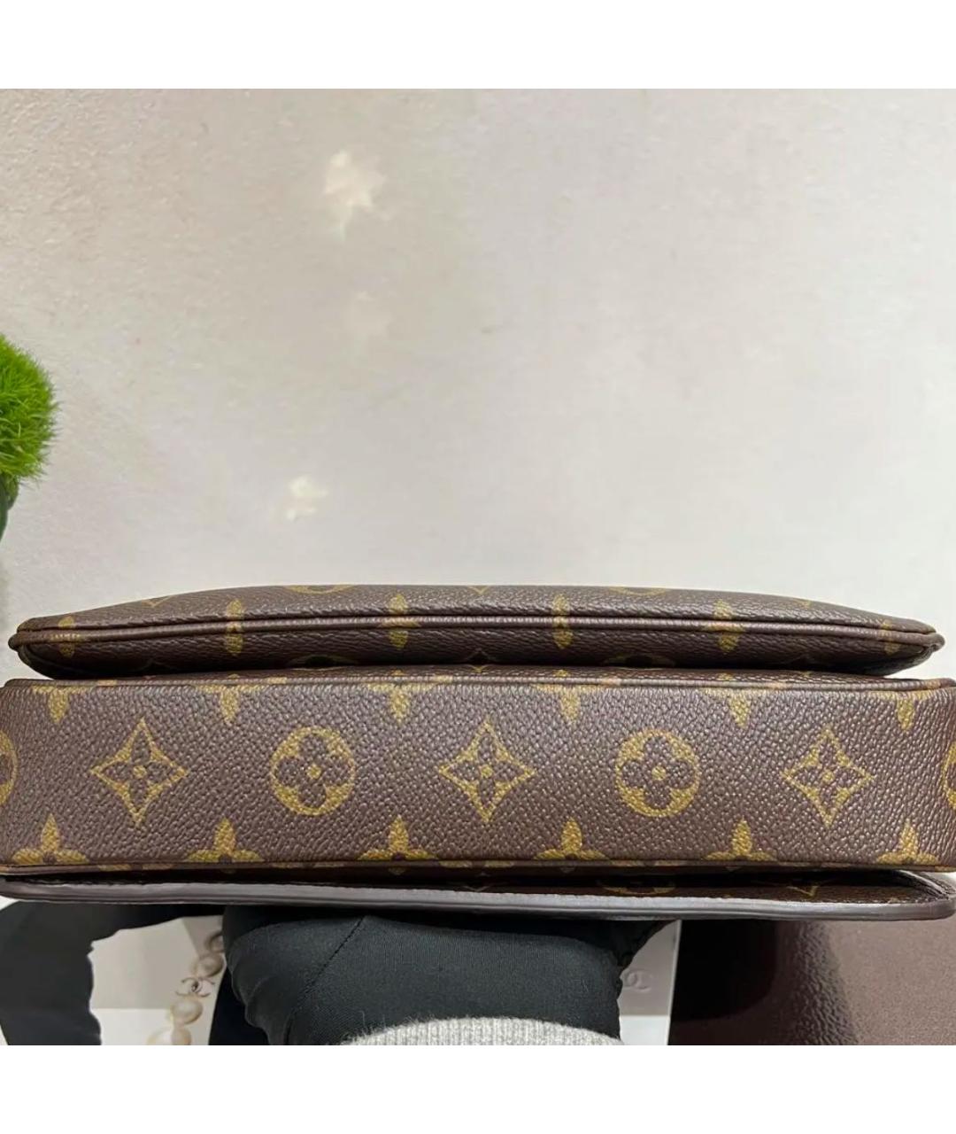 LOUIS VUITTON Коричневая кожаная сумка через плечо, фото 3