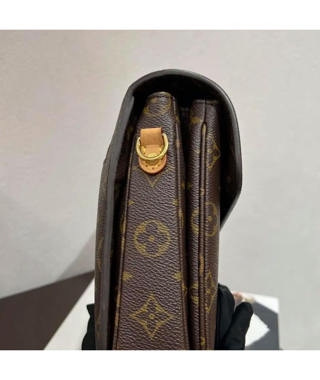 LOUIS VUITTON Коричневая кожаная сумка через плечо, фото 7