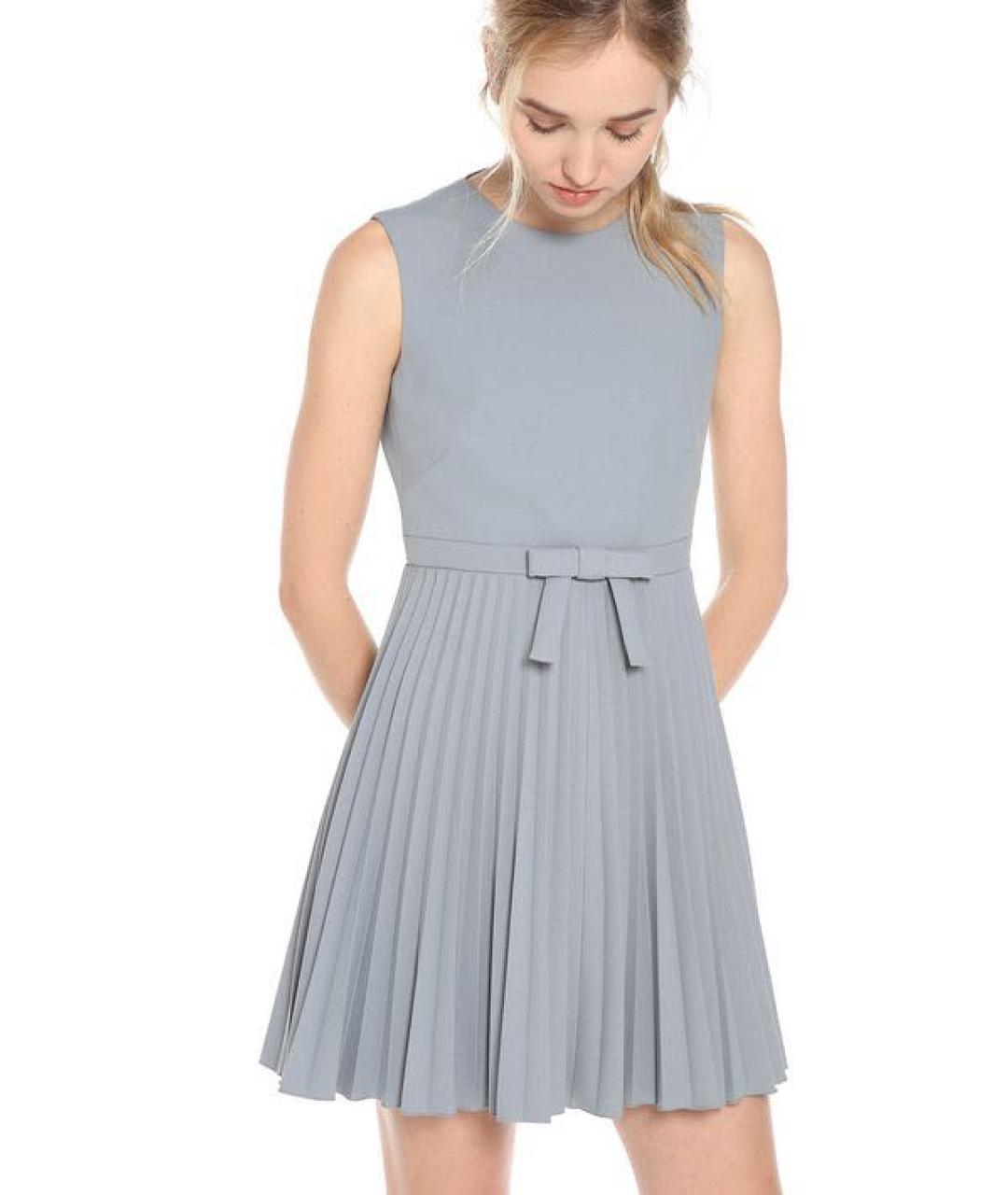 RED VALENTINO Серое полиэстеровое повседневное платье, фото 4