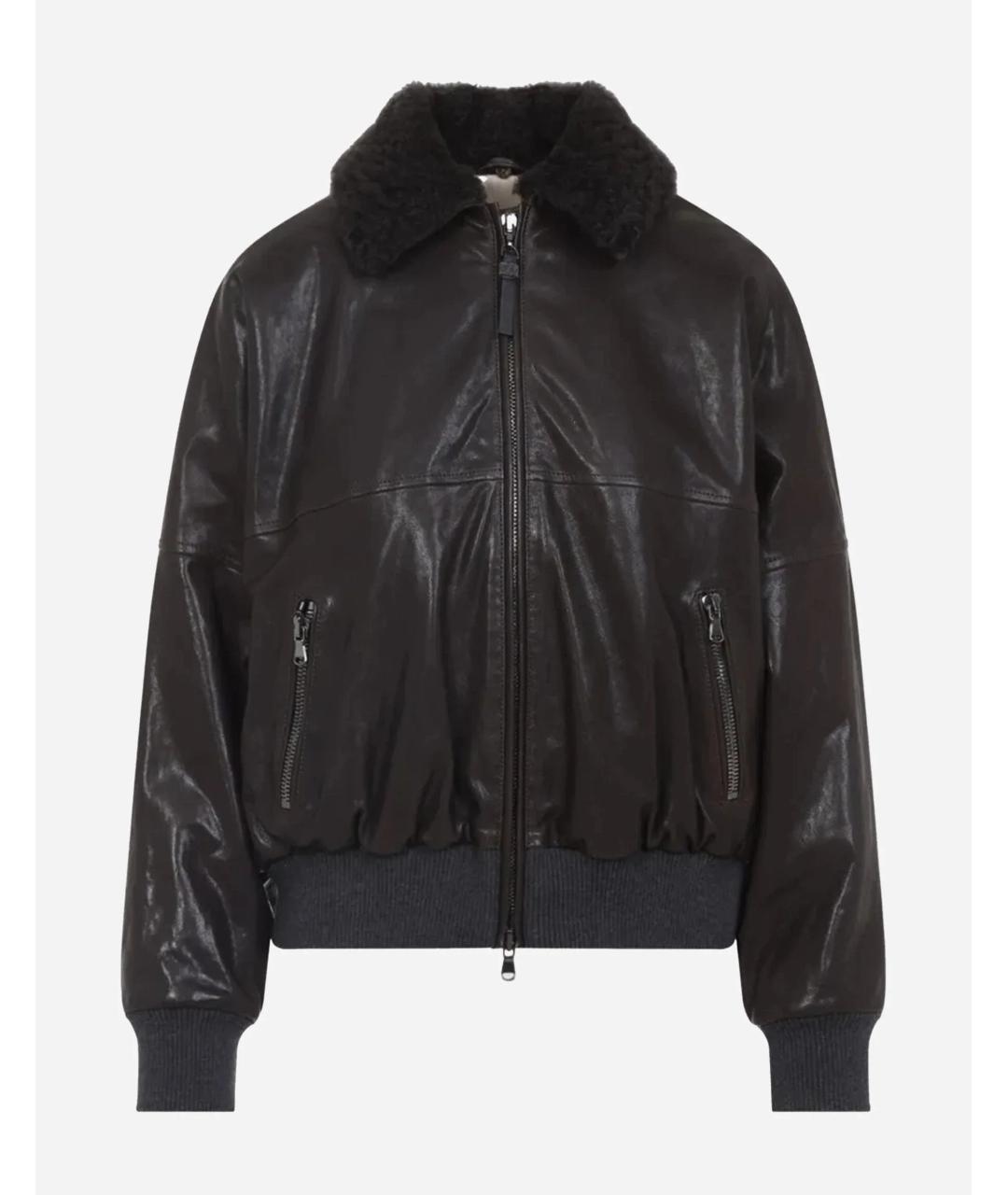 BRUNELLO CUCINELLI Коричневая кожаная куртка, фото 4