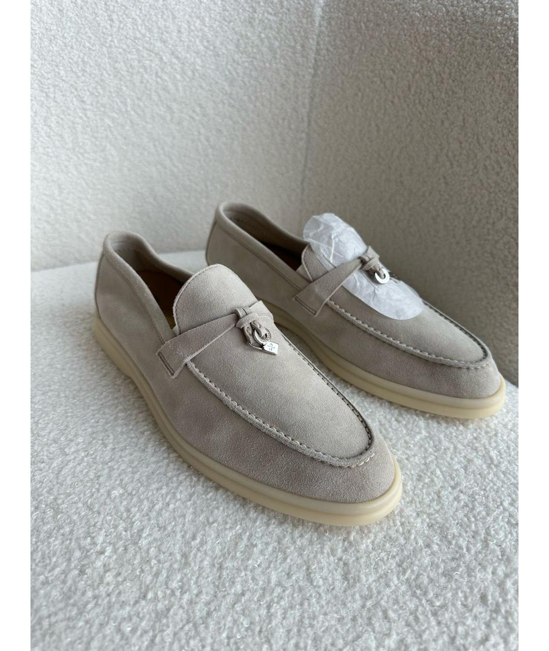 LORO PIANA Серые замшевые лоферы, фото 2