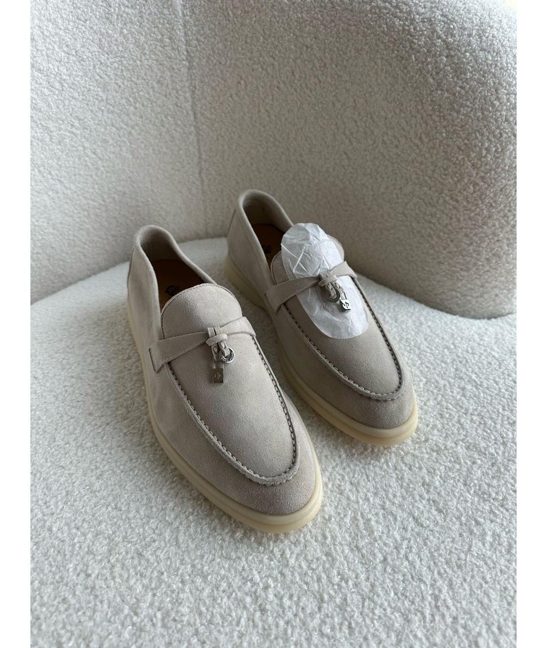 LORO PIANA Серые замшевые лоферы, фото 5