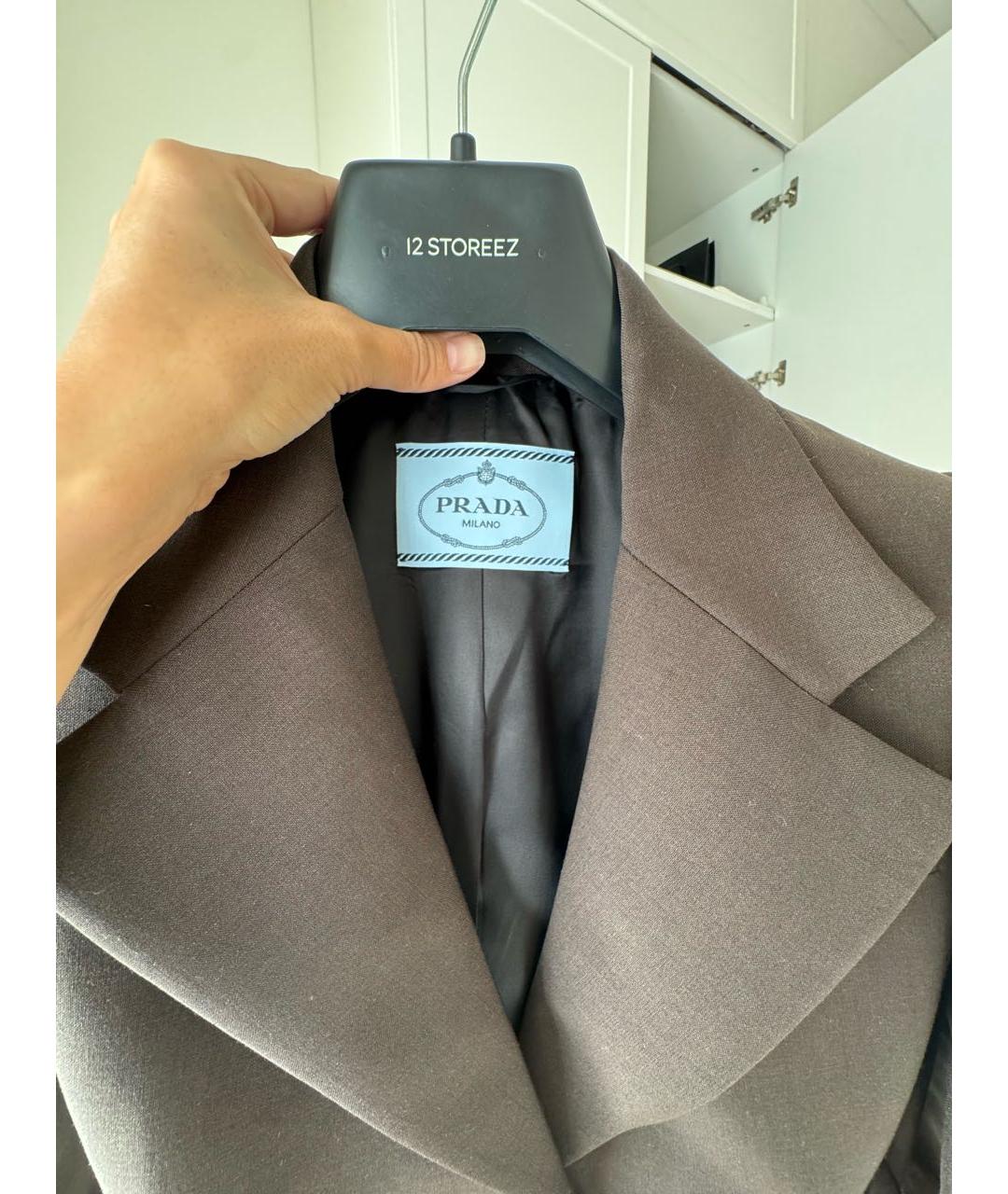 PRADA Коричневый шерстяной жакет/пиджак, фото 5