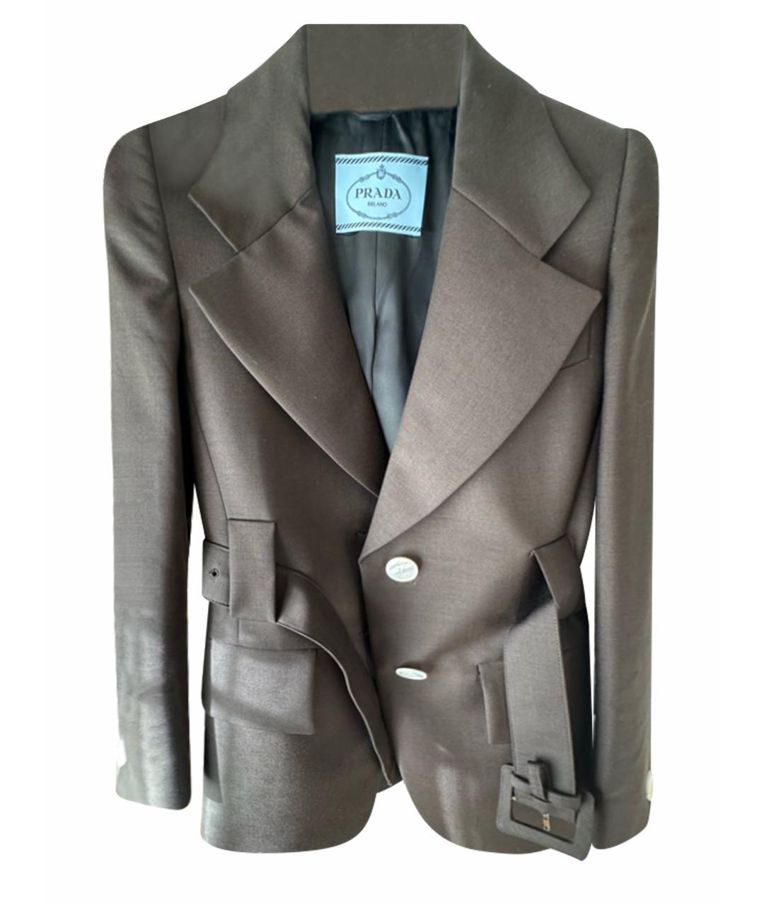 PRADA Коричневый шерстяной жакет/пиджак, фото 1