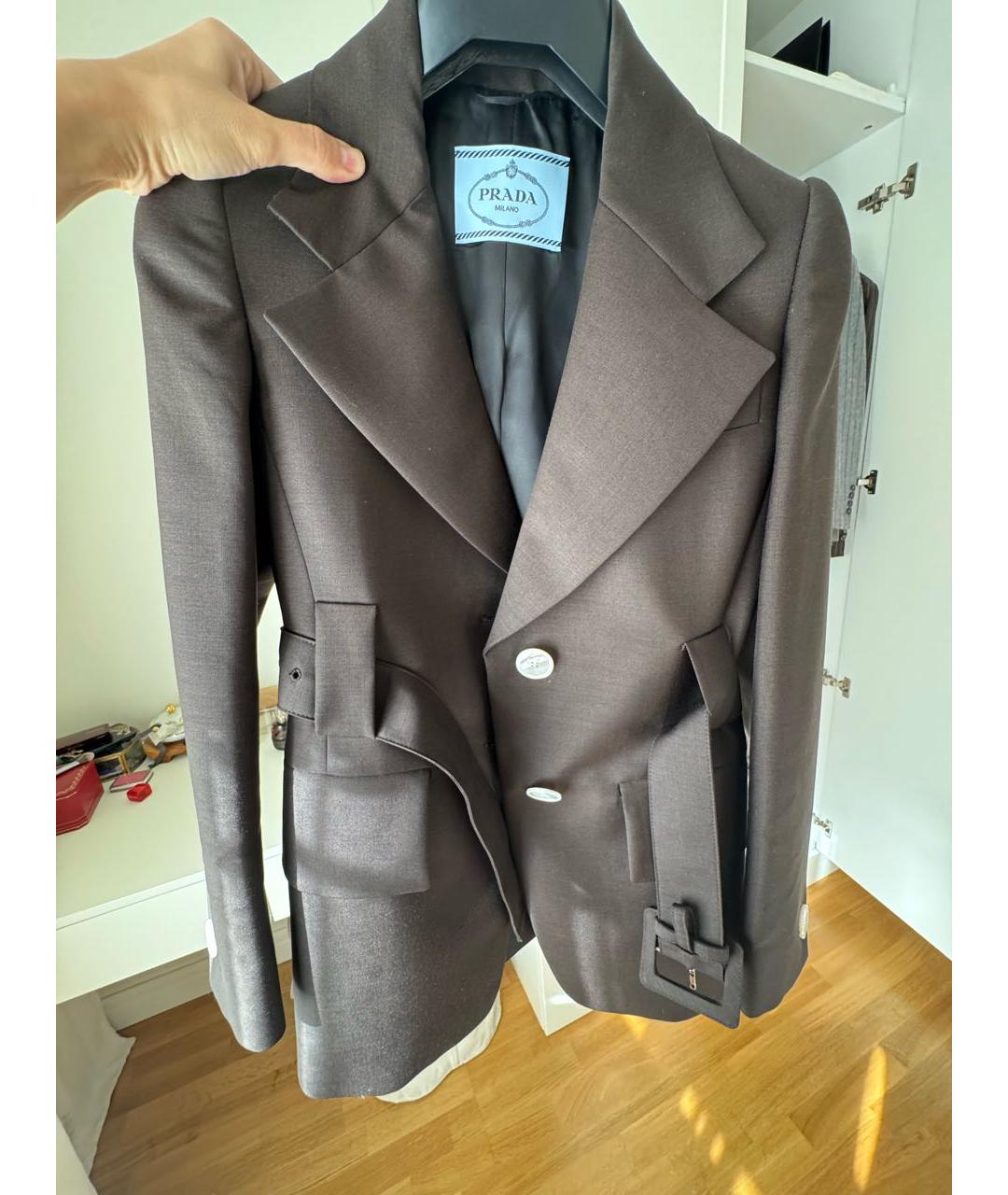 PRADA Коричневый шерстяной жакет/пиджак, фото 6