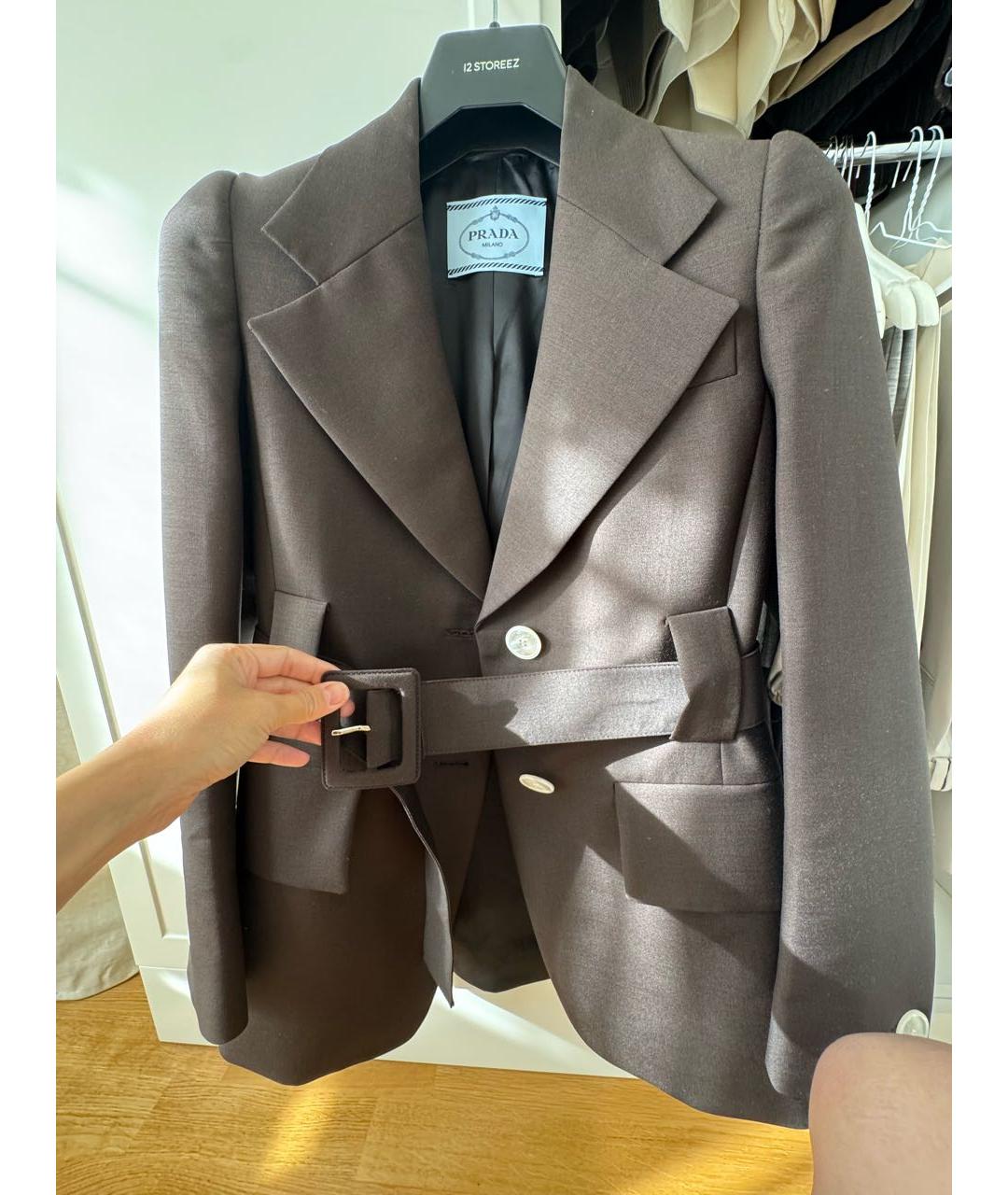 PRADA Коричневый шерстяной жакет/пиджак, фото 2