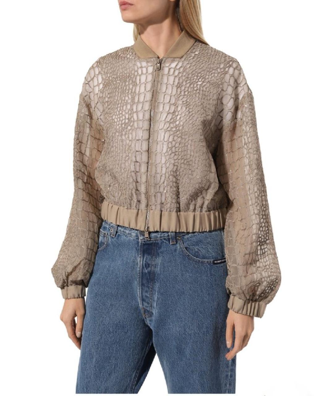 BRUNELLO CUCINELLI Бежевая шелковая куртка, фото 5