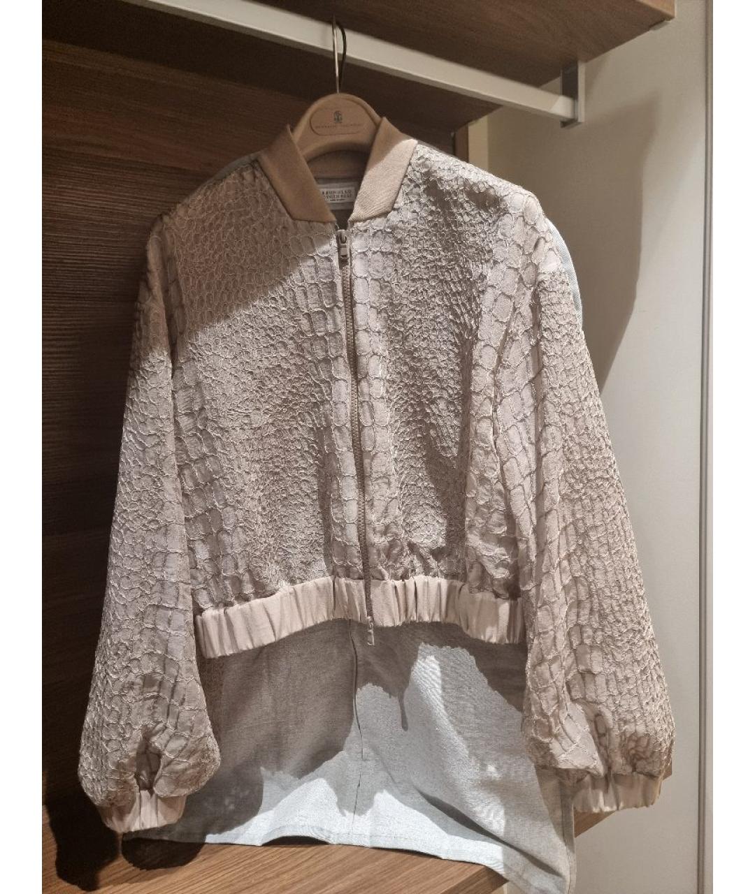 BRUNELLO CUCINELLI Бежевая шелковая куртка, фото 9