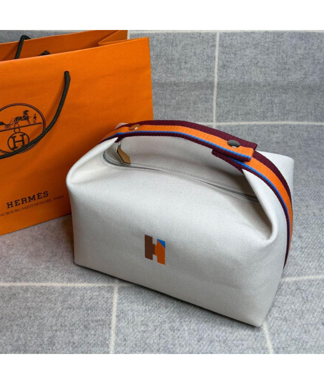 HERMES Бежевая хлопковая косметичка, фото 2