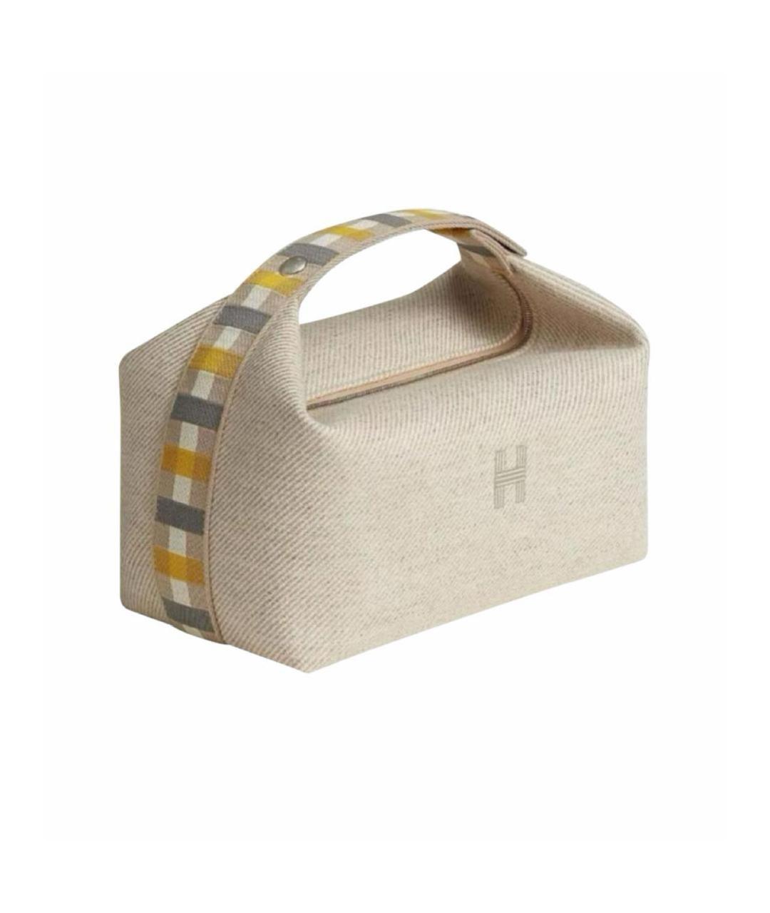 HERMES Бежевая тканевая косметичка, фото 1