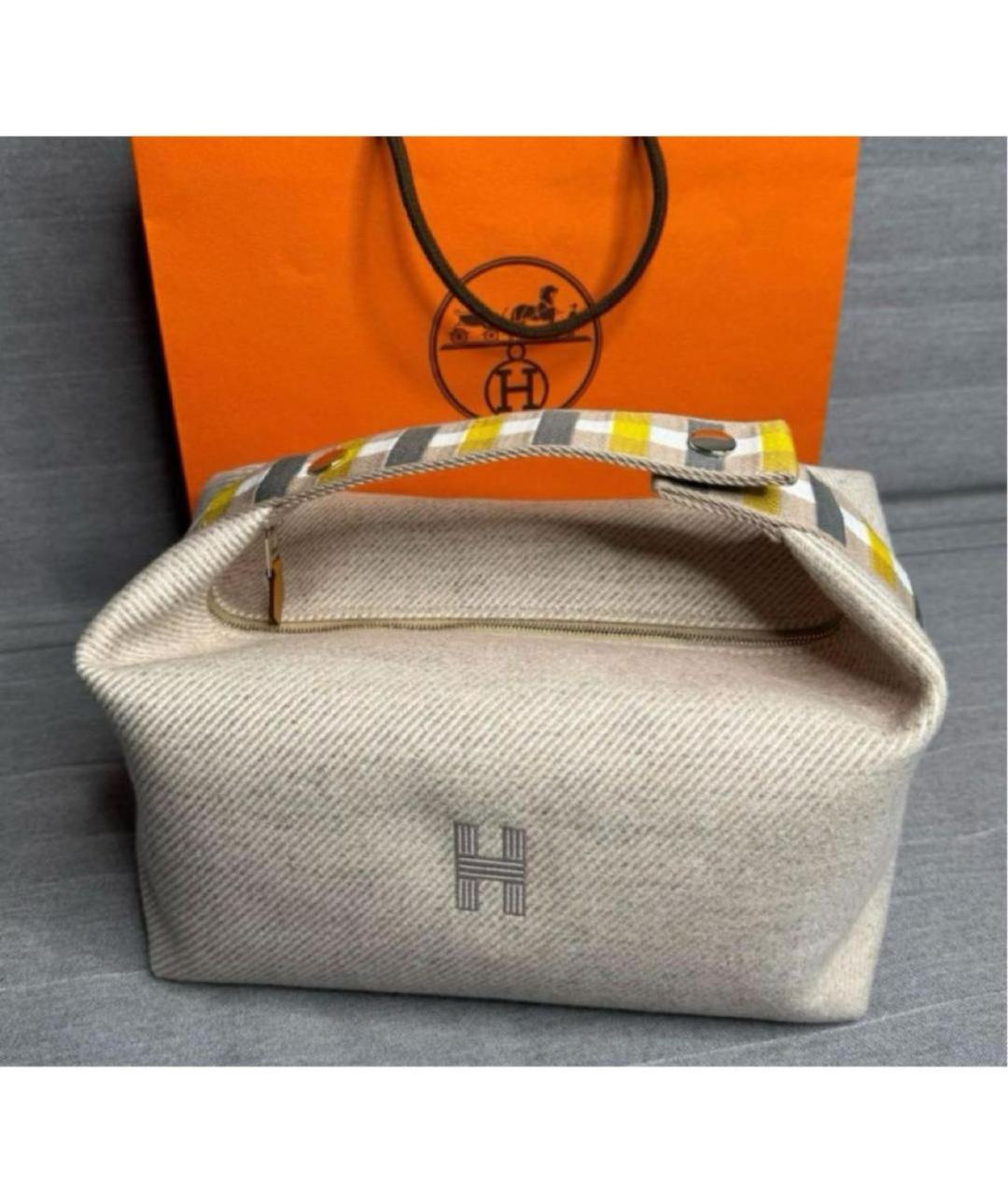 HERMES Серая тканевая косметичка, фото 2