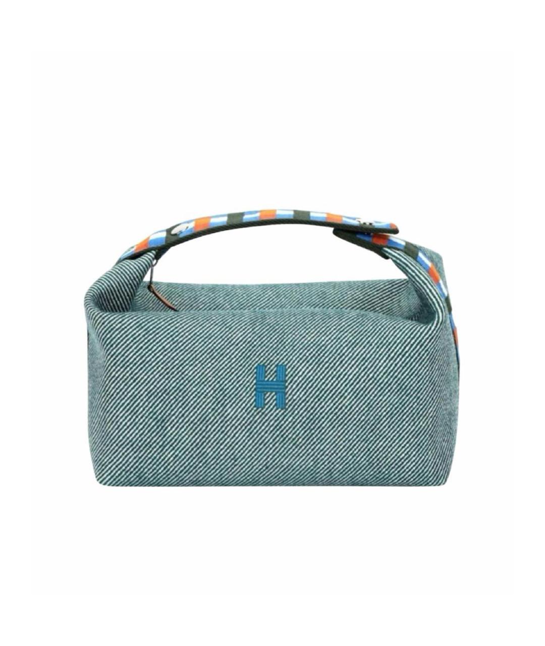 HERMES Голубая тканевая косметичка, фото 1