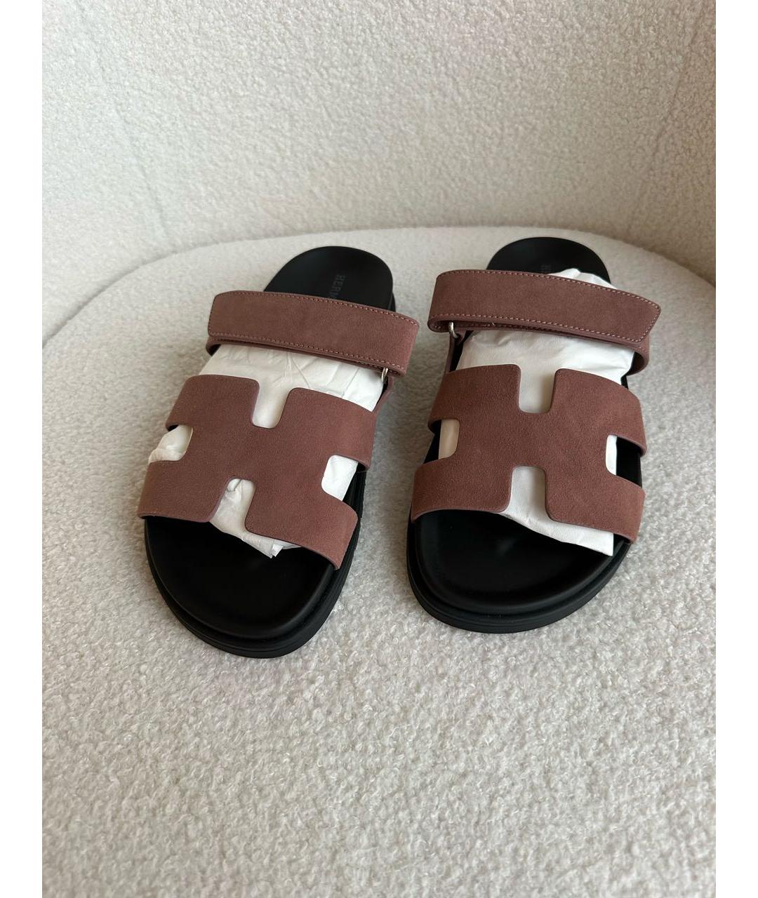 HERMES Розовые замшевые сандалии, фото 6