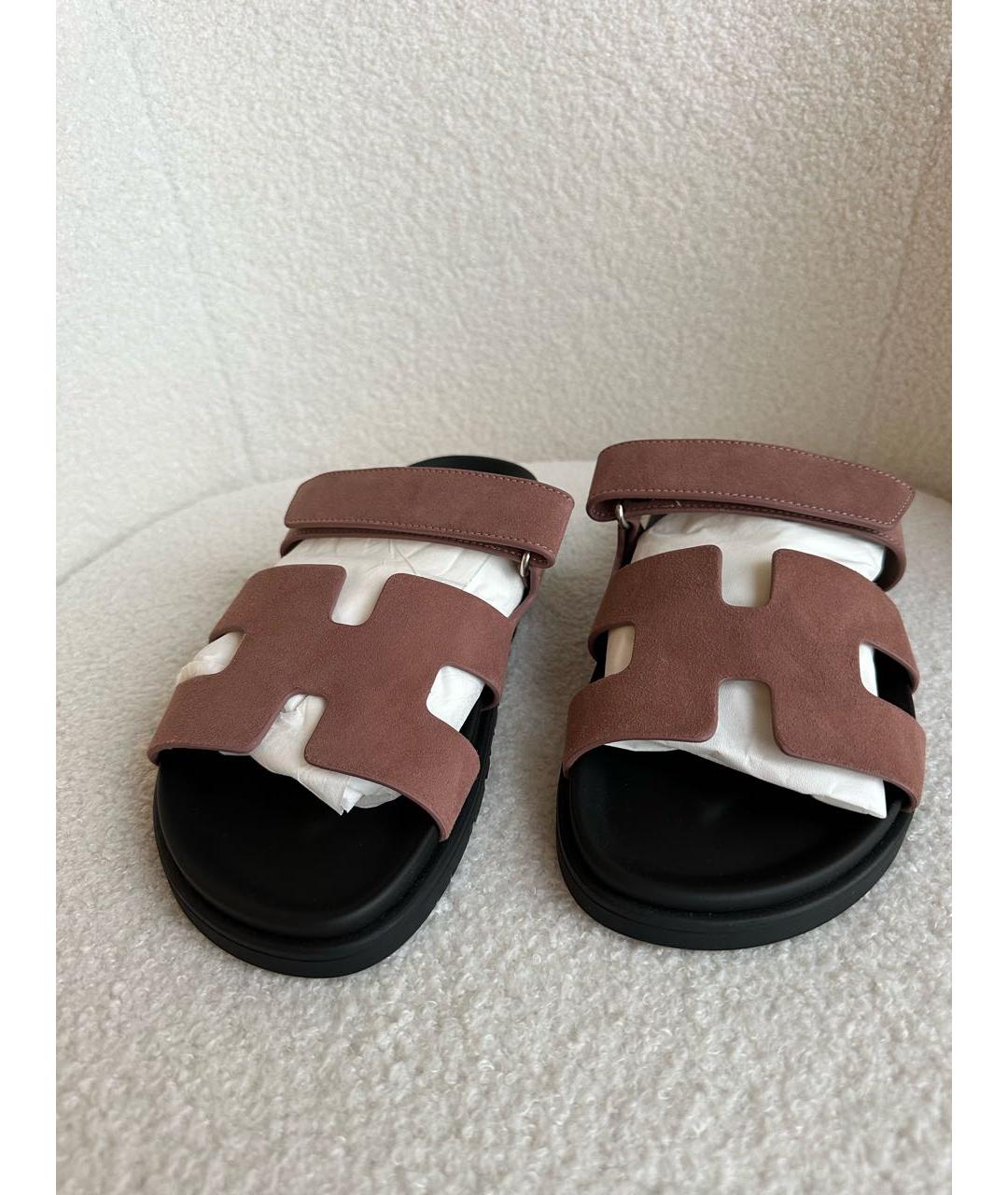 HERMES Розовые замшевые сандалии, фото 3