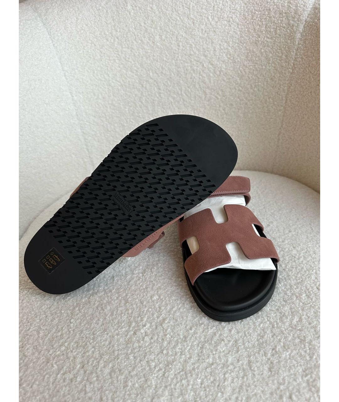 HERMES Розовые замшевые сандалии, фото 4