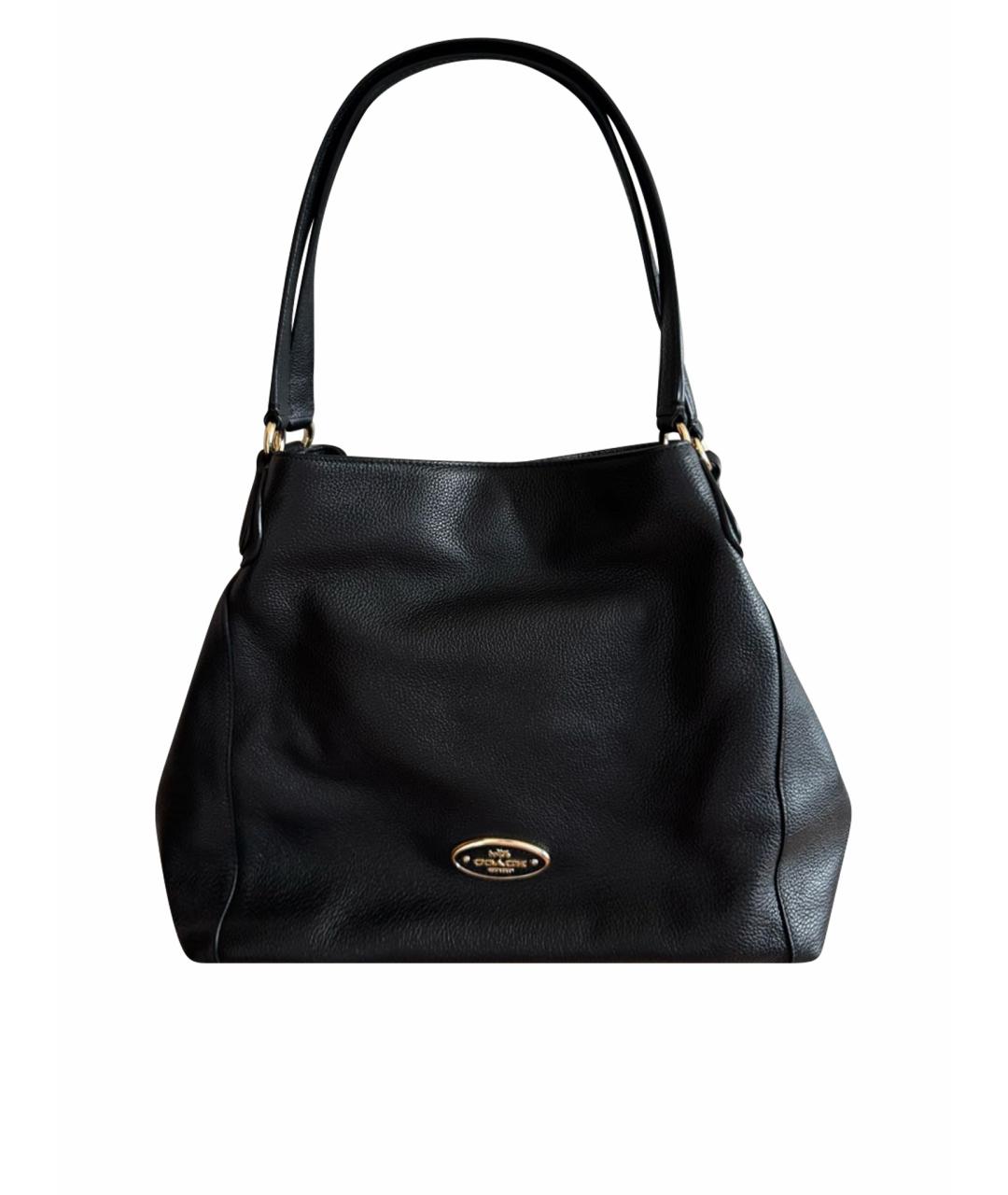 COACH Черная кожаная сумка с короткими ручками, фото 1