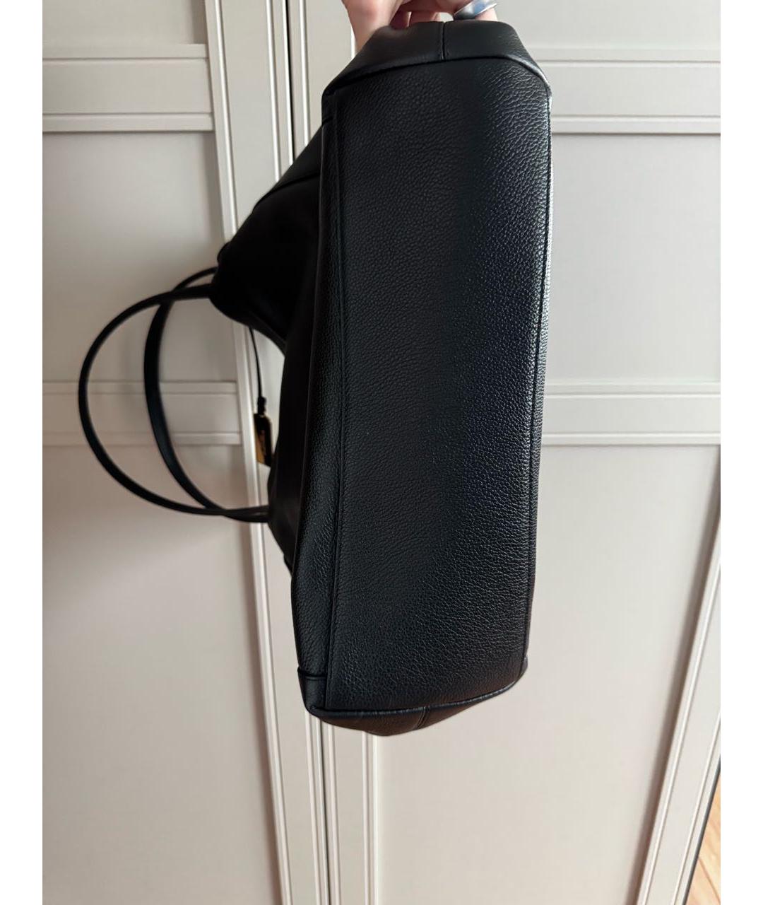 COACH Черная кожаная сумка с короткими ручками, фото 7