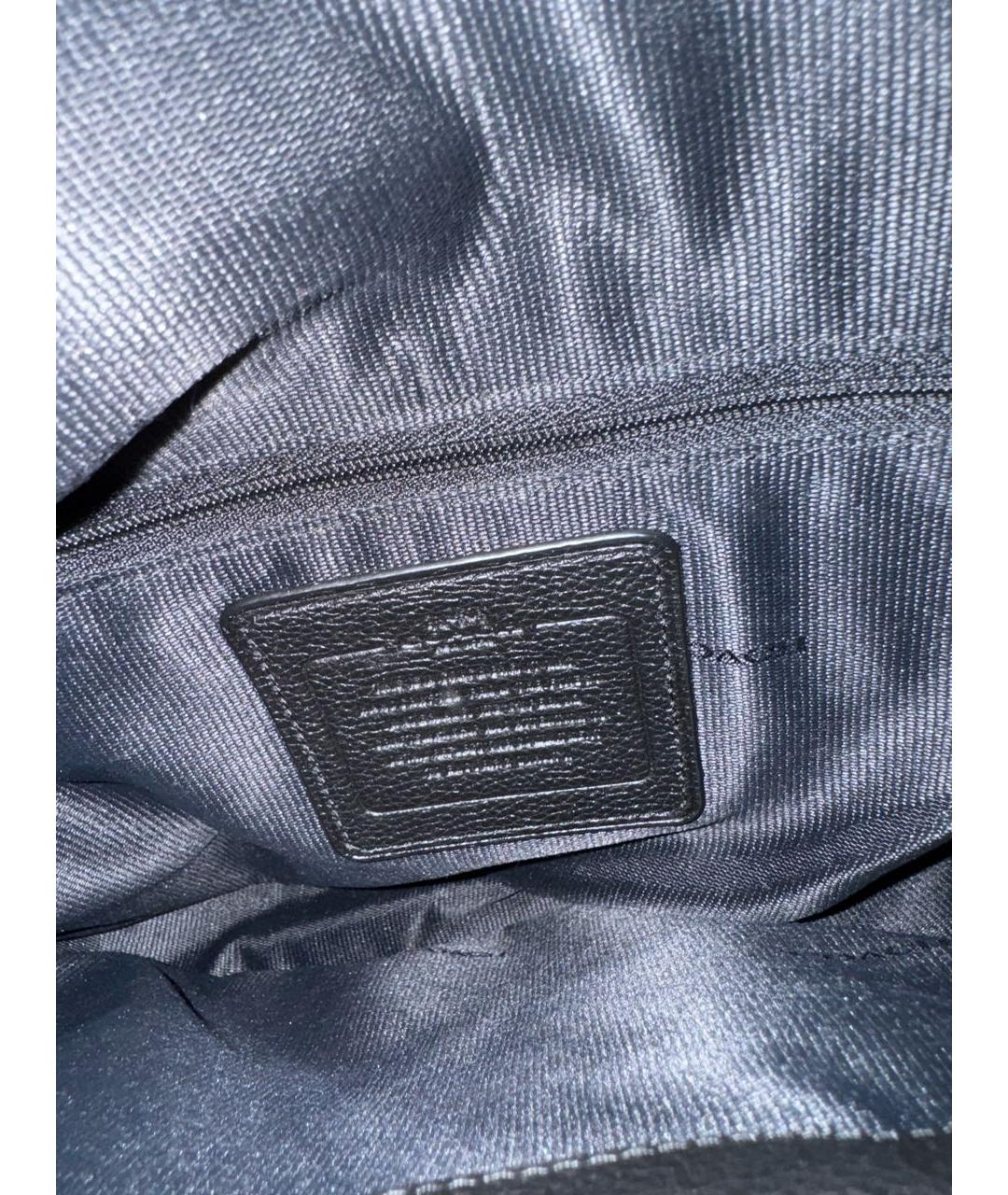 COACH Черная кожаная сумка с короткими ручками, фото 3