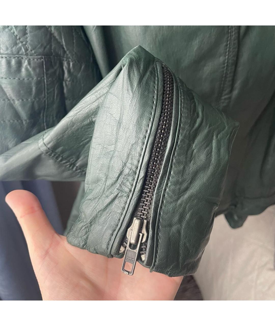 MUUBAA Зеленая кожаная куртка, фото 7
