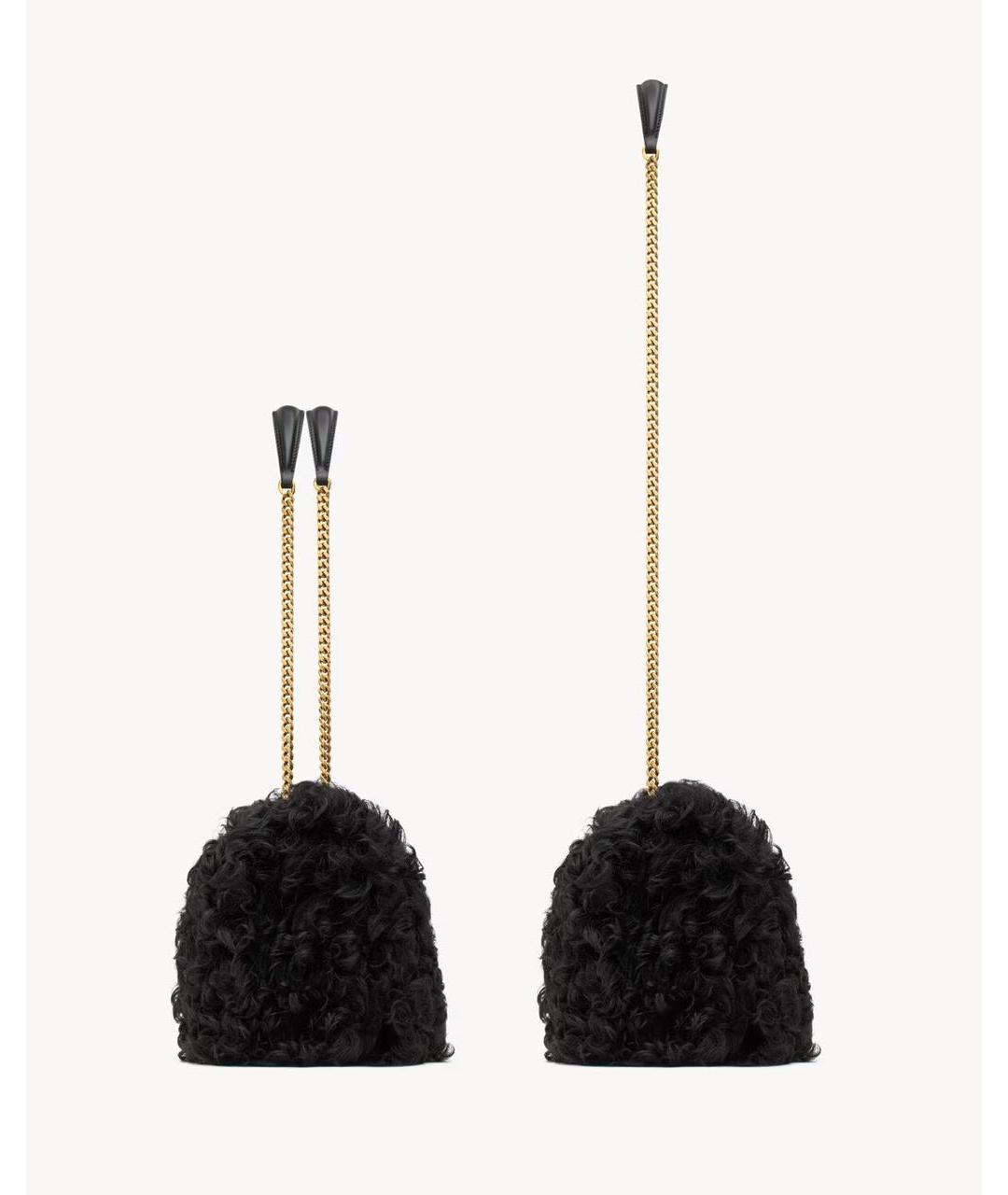 SAINT LAURENT Черная хлопковая сумка с короткими ручками, фото 3