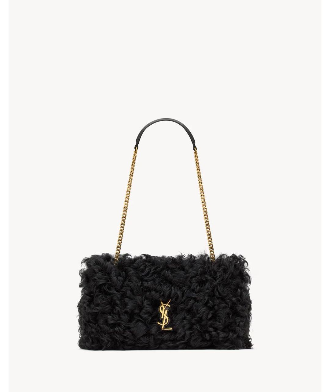 SAINT LAURENT Черная хлопковая сумка с короткими ручками, фото 5