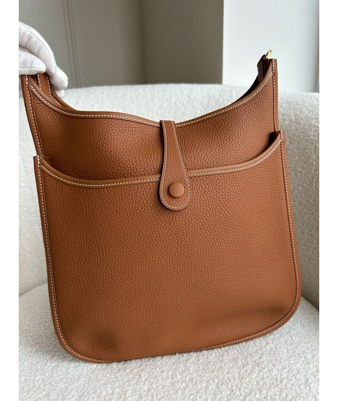 HERMES Коричневая кожаная сумка через плечо, фото 3