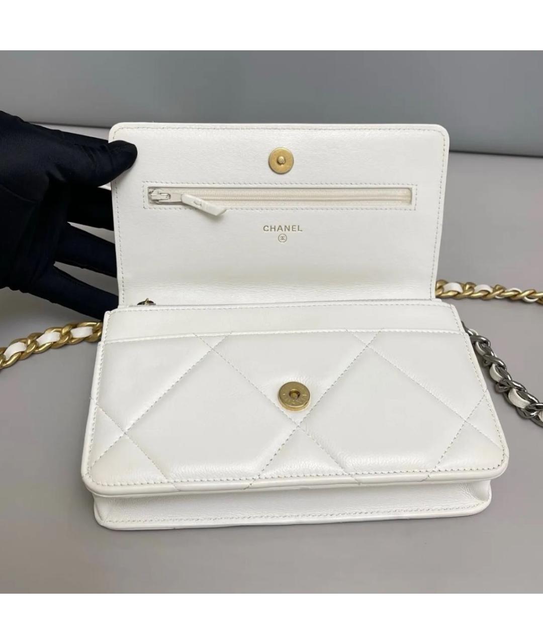 CHANEL Белая кожаная сумка через плечо, фото 7