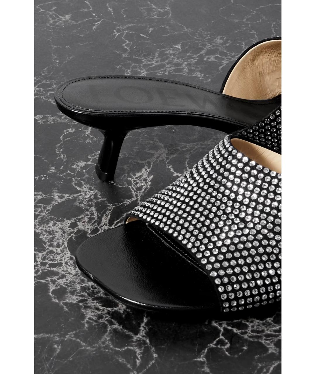 LOEWE Черные замшевые босоножки, фото 4