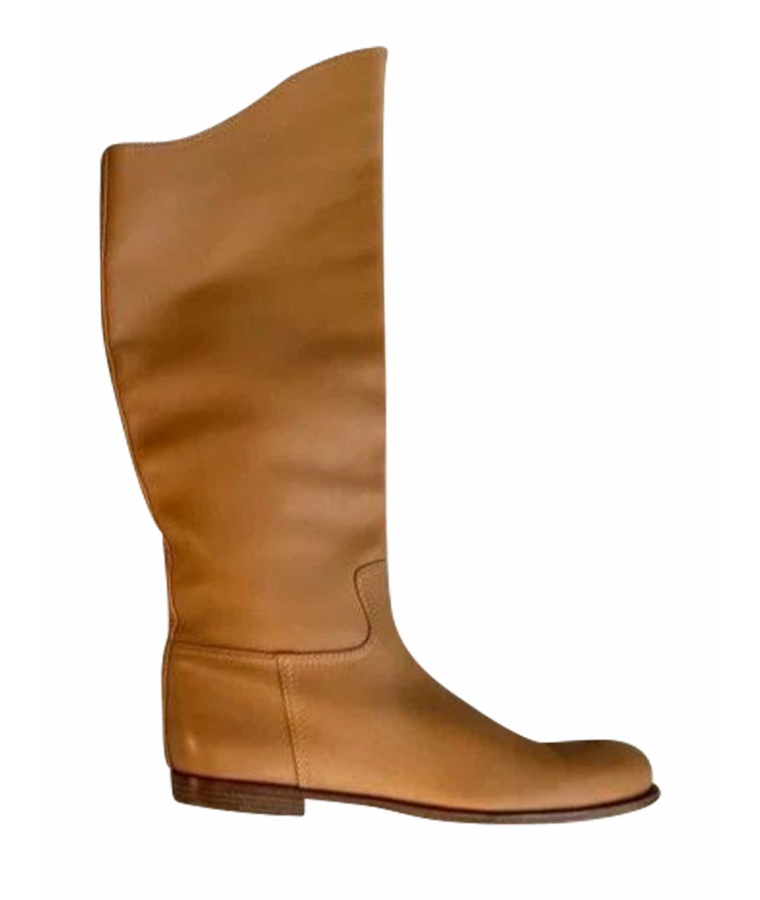 BOTTEGA VENETA Коричневые кожаные сапоги, фото 1