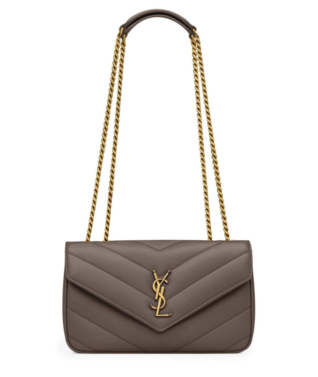 SAINT LAURENT Коричневая кожаная сумка через плечо, фото 3