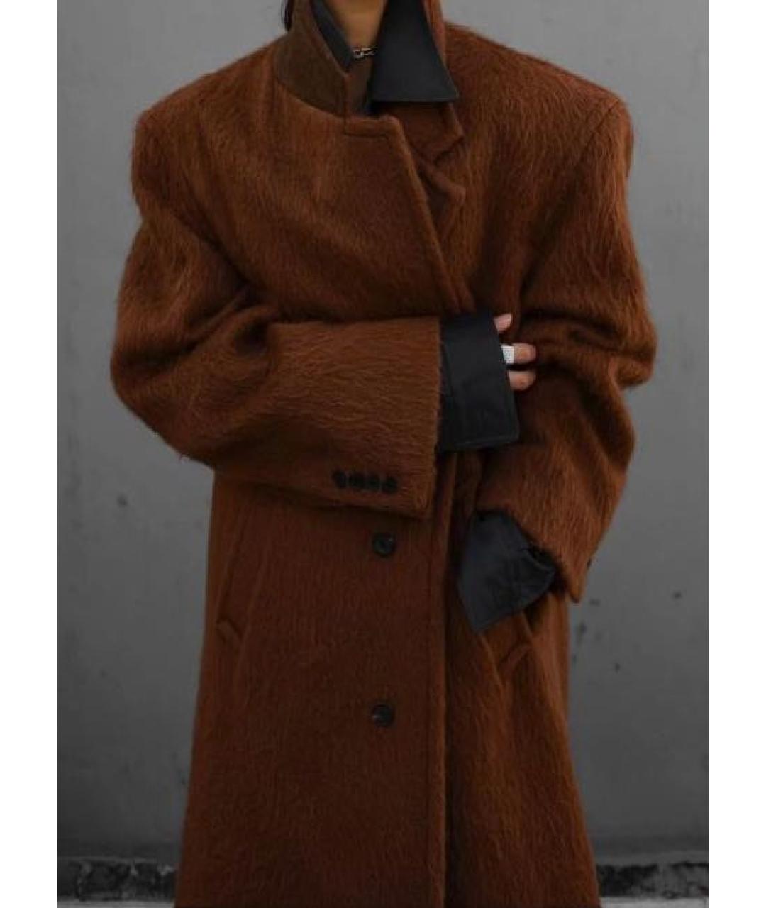 THE FRANKIE SHOP Коричневое шерстяное пальто, фото 7