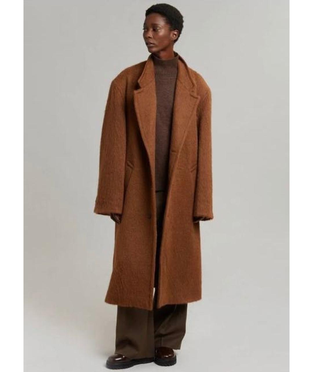 THE FRANKIE SHOP Коричневое шерстяное пальто, фото 6