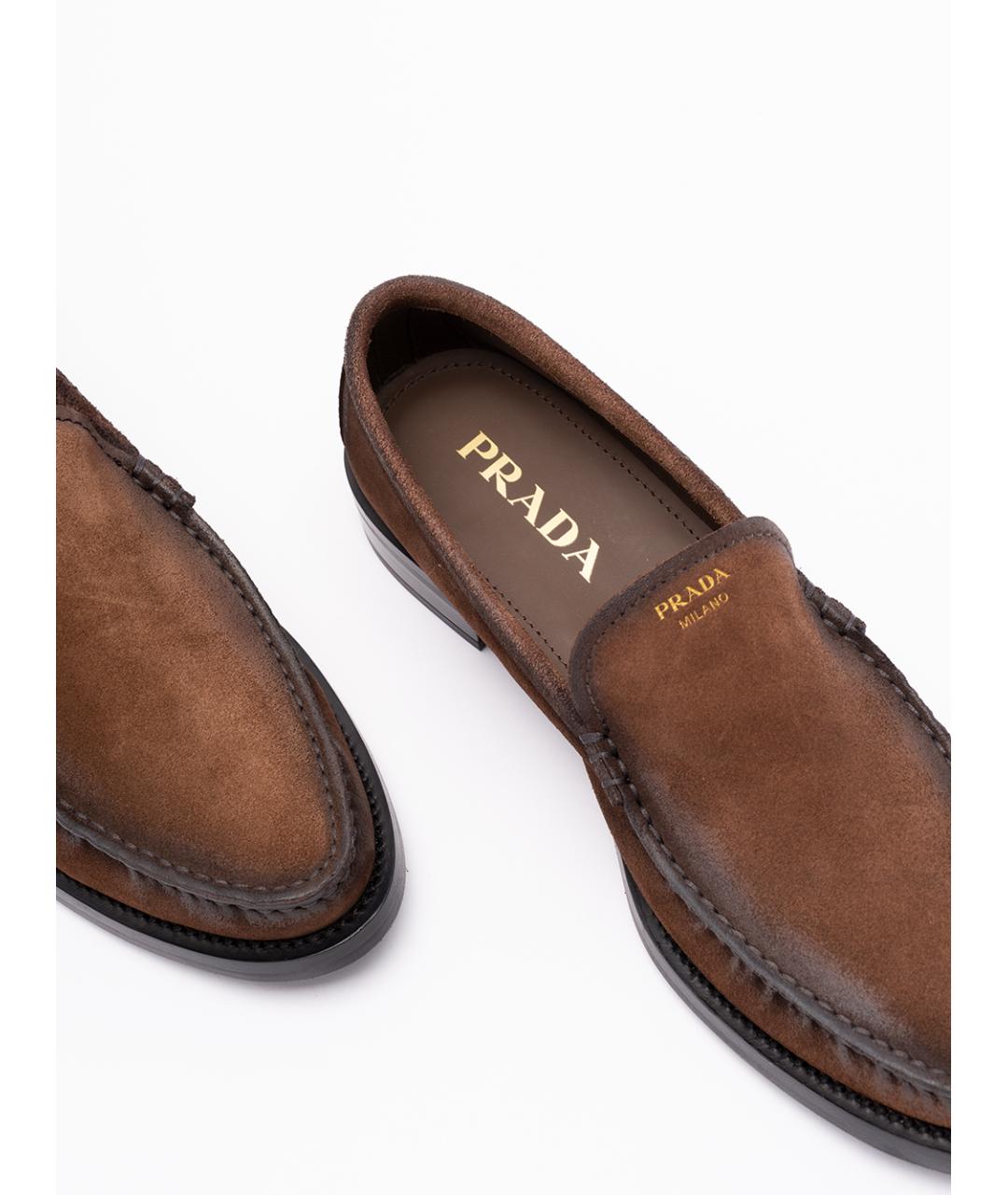 PRADA Коричневые замшевые лоферы, фото 5