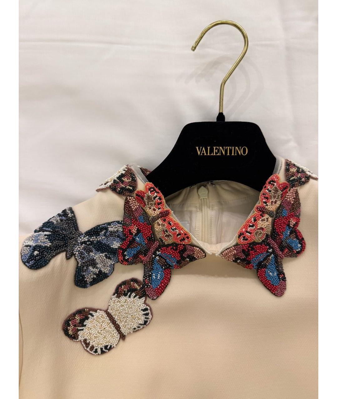 VALENTINO Бежевое шерстяное коктейльное платье, фото 4