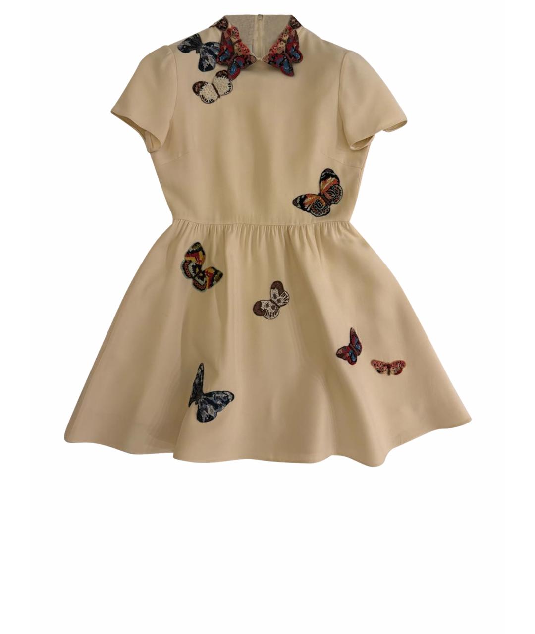 VALENTINO Бежевое шерстяное коктейльное платье, фото 1