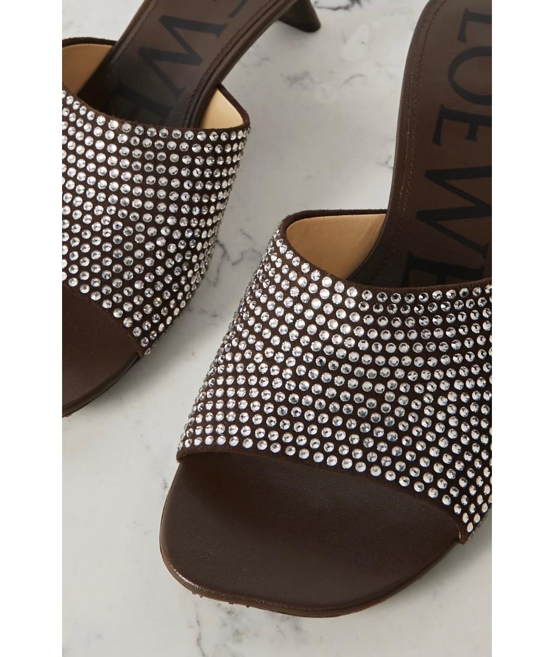 LOEWE Коричневые замшевые мюли, фото 3