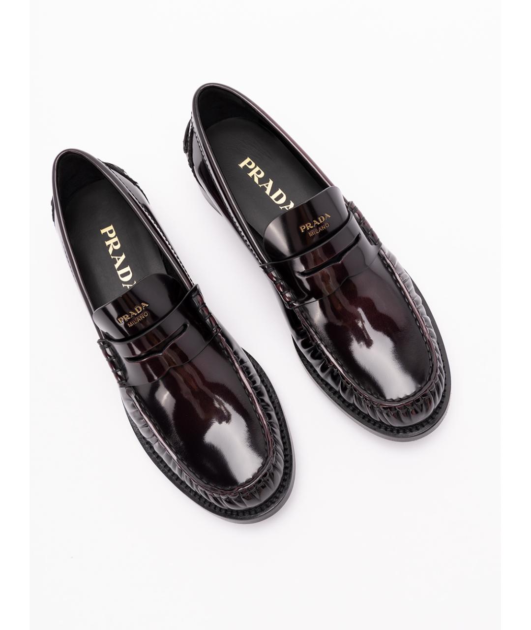 PRADA Бордовые кожаные лоферы, фото 5