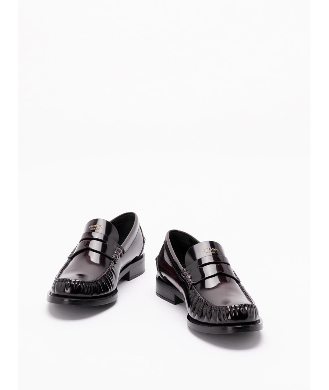 PRADA Бордовые кожаные лоферы, фото 2