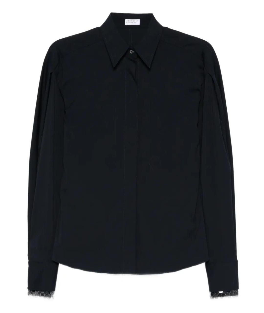 BRUNELLO CUCINELLI Темно-синяя хлопко-эластановая рубашка, фото 1