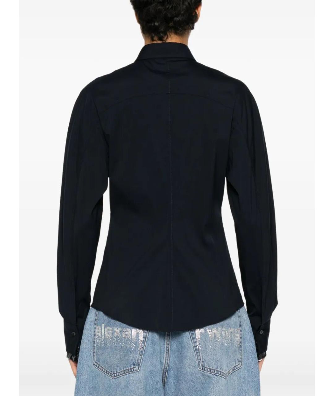 BRUNELLO CUCINELLI Темно-синяя хлопко-эластановая рубашка, фото 4