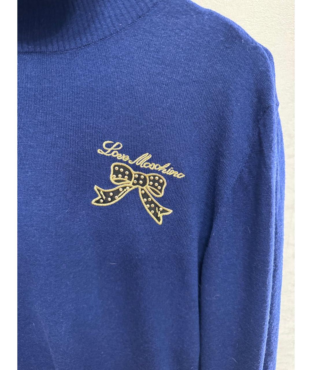 LOVE MOSCHINO Темно-синяя шерстяная водолазка, фото 3