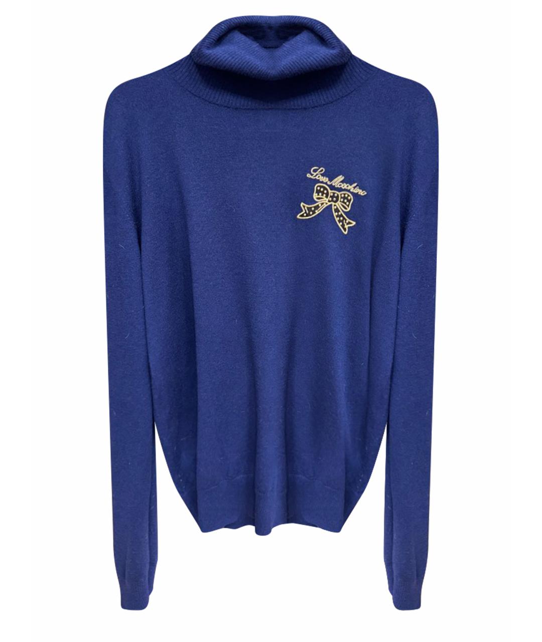 LOVE MOSCHINO Темно-синяя шерстяная водолазка, фото 1