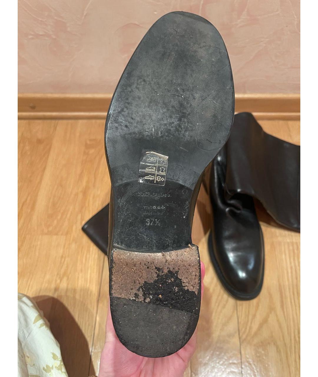 DOLCE&GABBANA Черные кожаные сапоги, фото 6