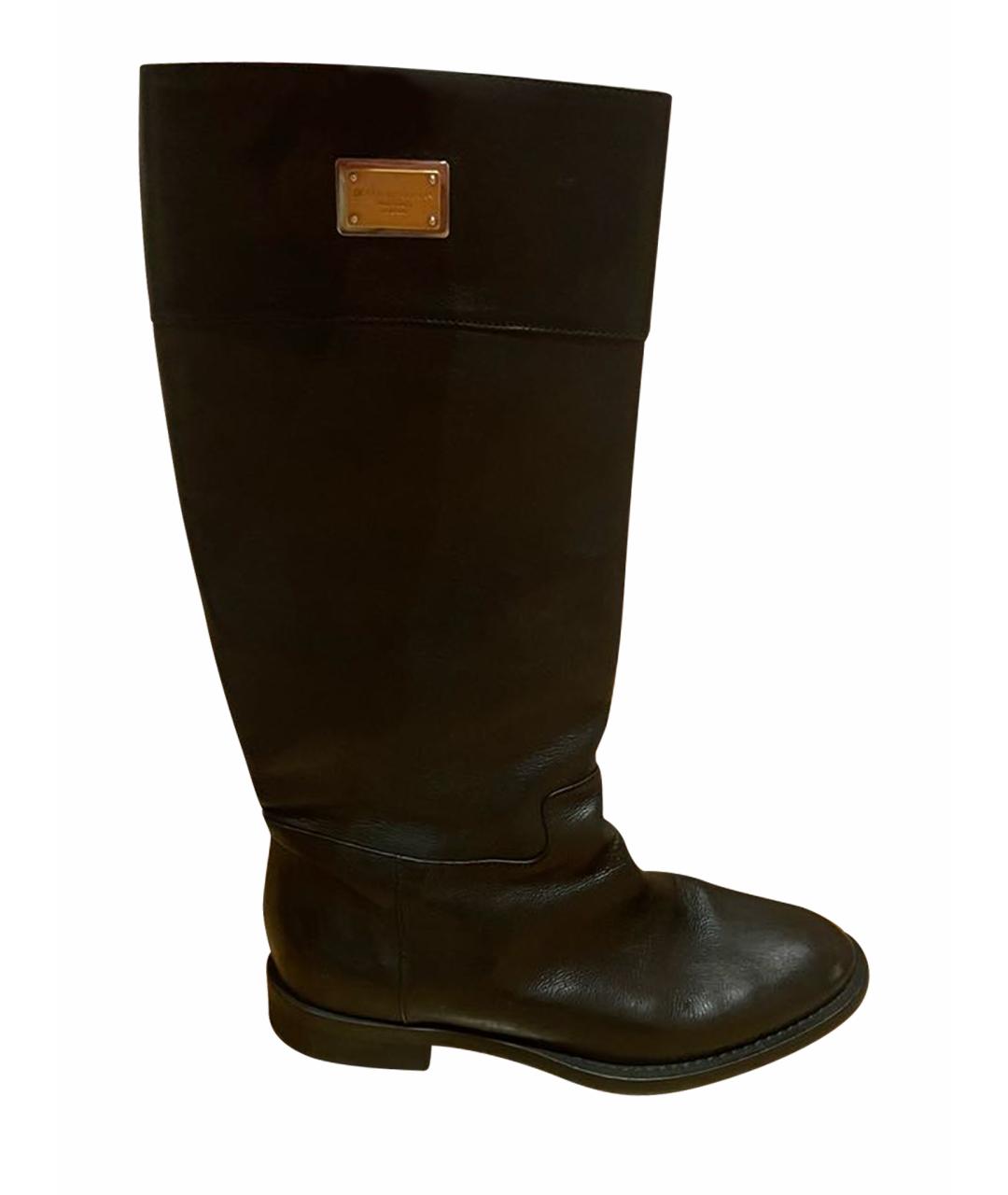 DOLCE&GABBANA Черные кожаные сапоги, фото 1