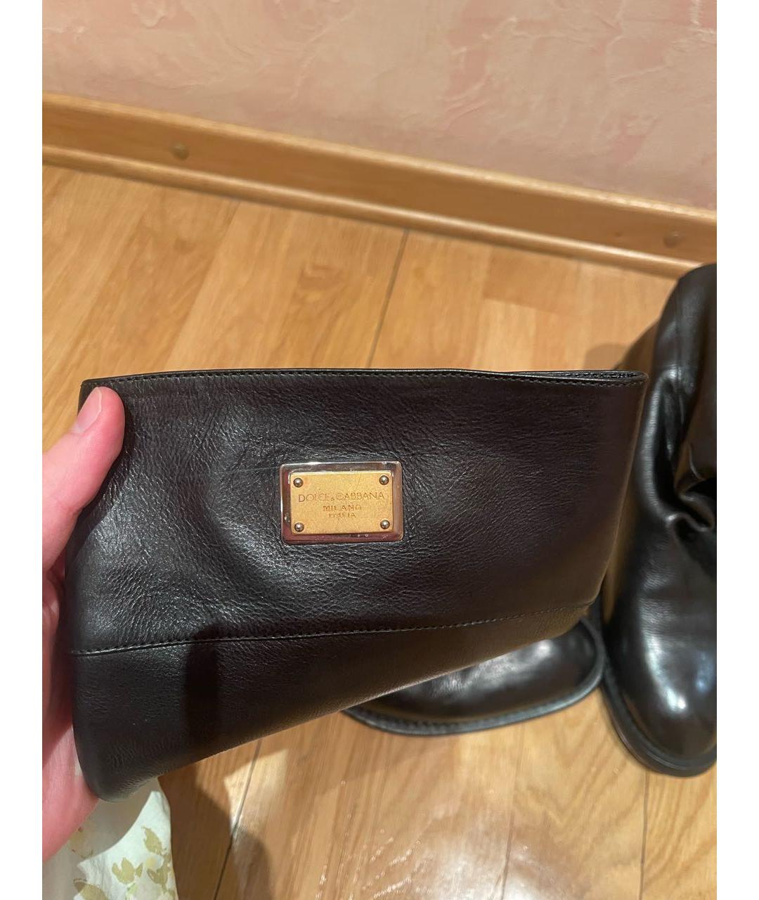 DOLCE&GABBANA Черные кожаные сапоги, фото 5