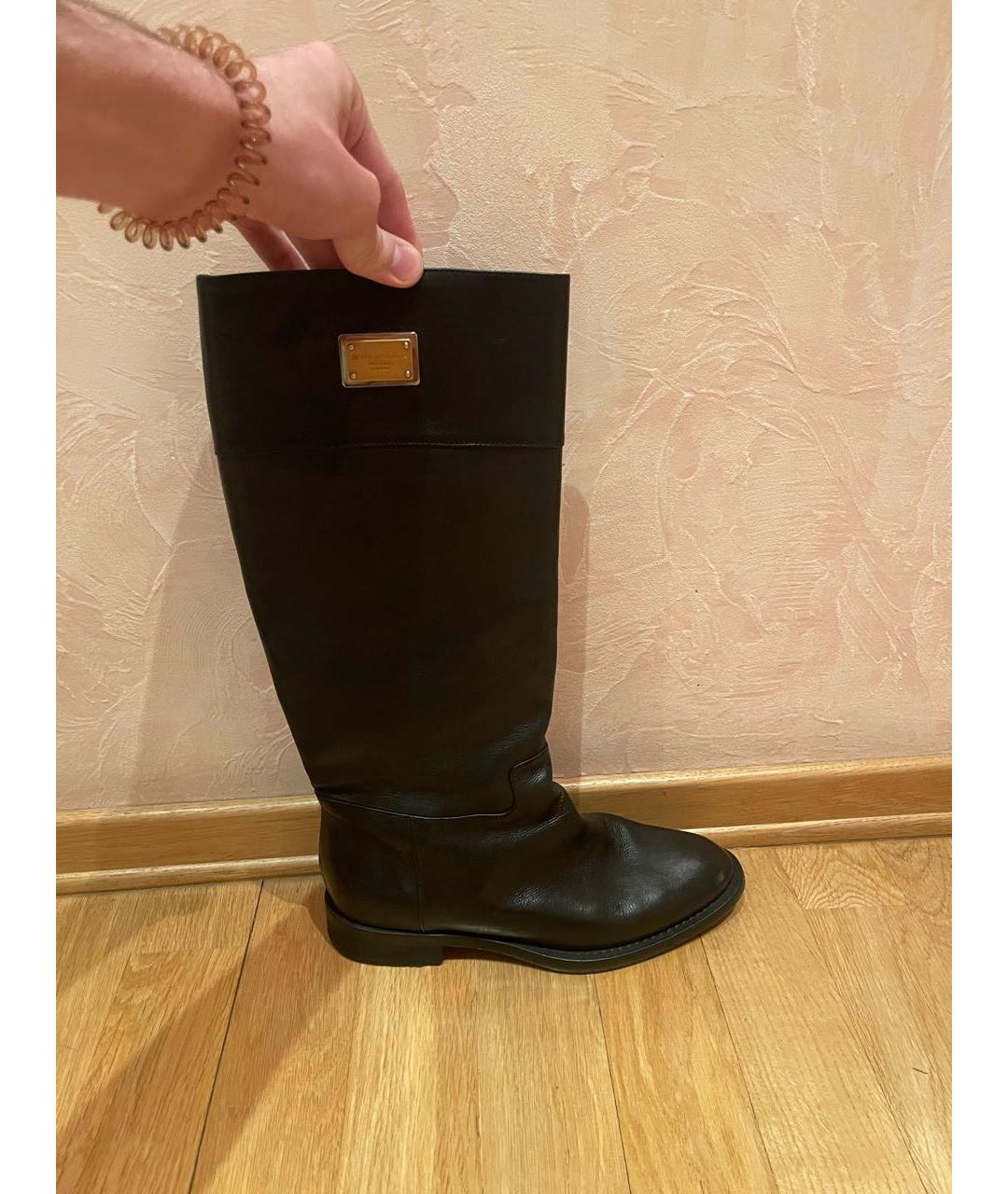 DOLCE&GABBANA Черные кожаные сапоги, фото 7