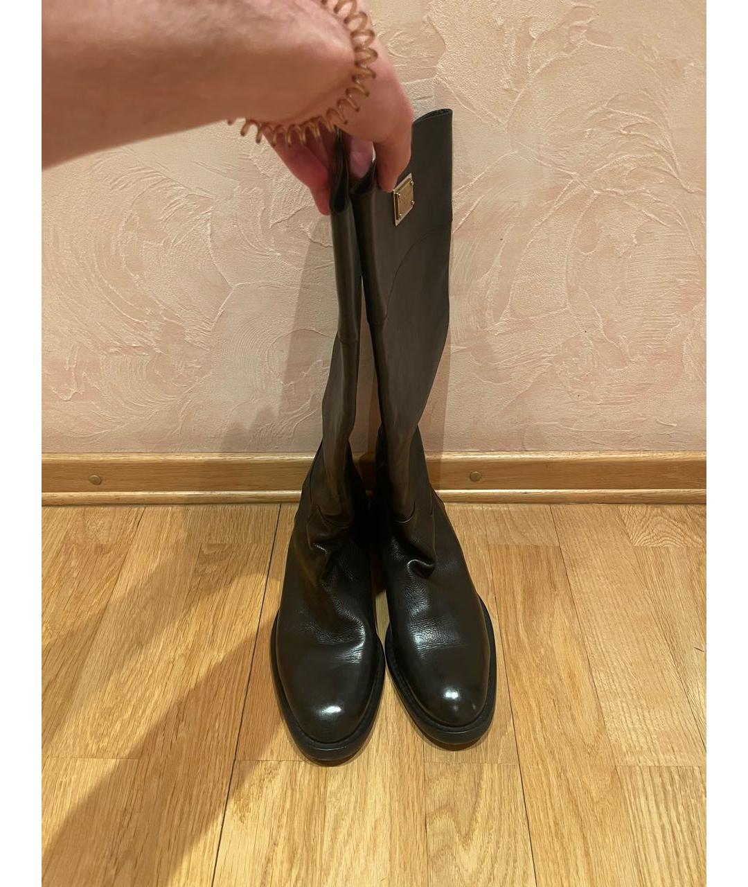 DOLCE&GABBANA Черные кожаные сапоги, фото 2